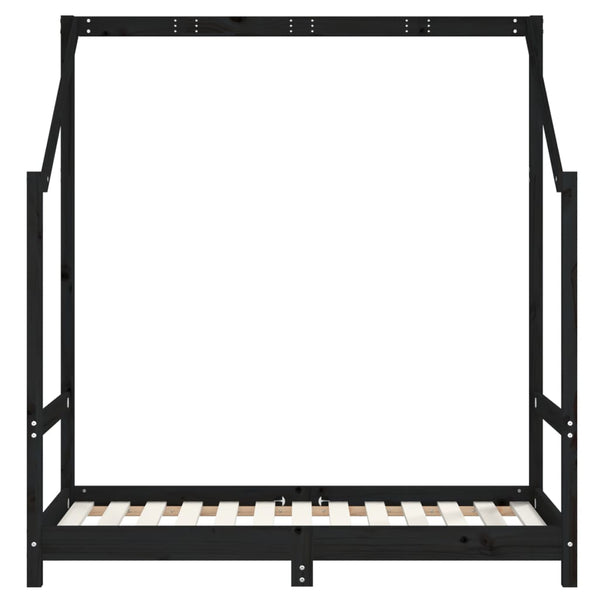 Schwarzes Kinderbett 70x140 cm Kieferholz