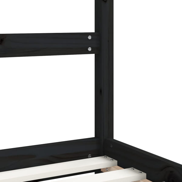 Schwarzes Kinderbett 70x140 cm Kieferholz