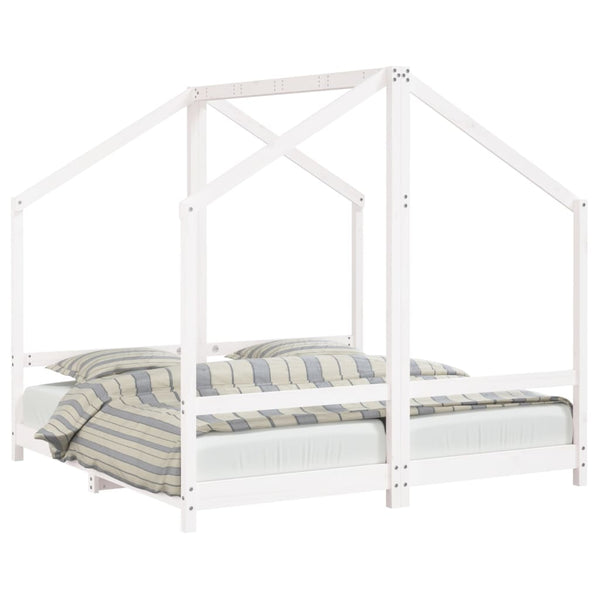 Kinderbett Kiefer Massivholz Weiß 80x160 cm (2er-Set)
