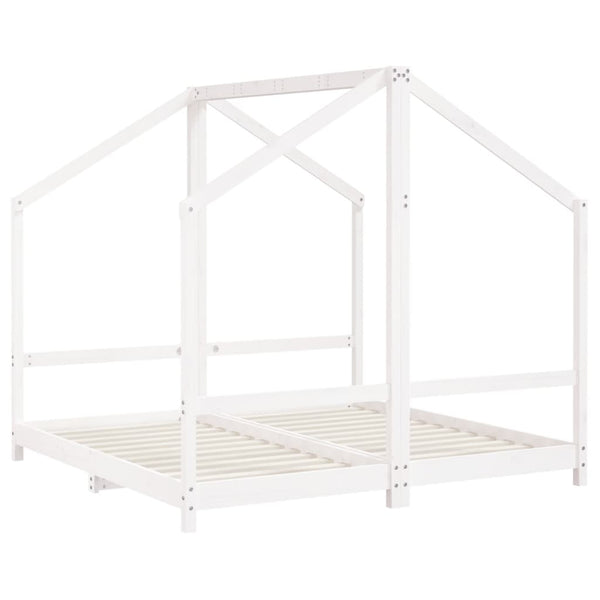 Kinderbett Kiefer Massivholz Weiß 80x160 cm (2er-Set)