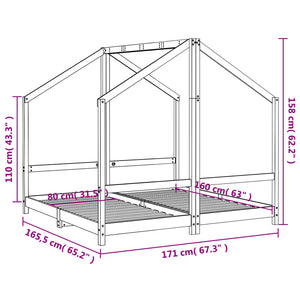 Kinderbett Kiefer Massivholz Weiß 80x160 cm (2er-Set)