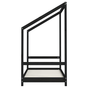 Schwarzes Kinderbett 80x160 cm Kiefernholz