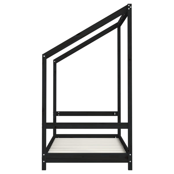 Schwarzes Kinderbett 80x160 cm Kiefernholz