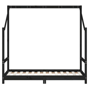 Schwarzes Kinderbett 80x160 cm Kiefernholz