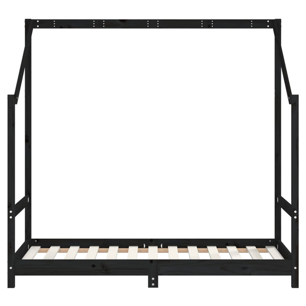 Schwarzes Kinderbett 80x160 cm Kiefernholz