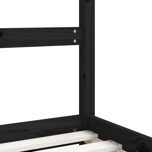 Schwarzes Kinderbett 80x160 cm Kiefernholz