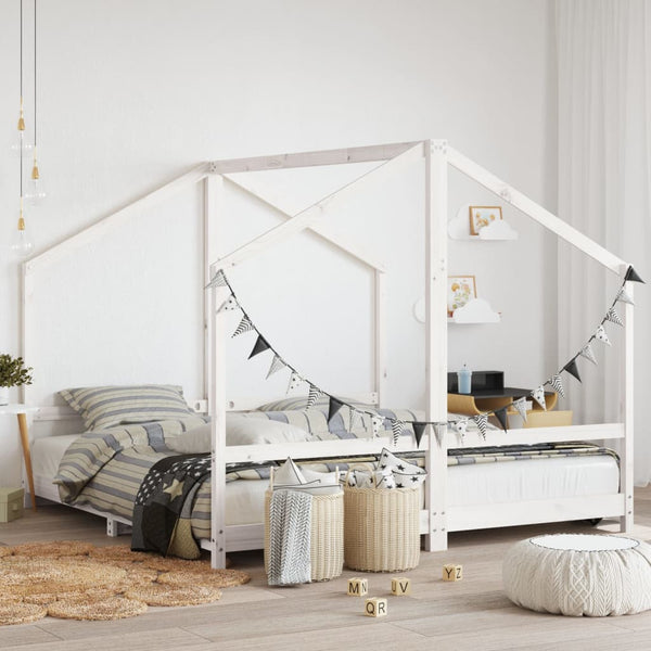 vidaXL Lit enfant blanc 2x(90x190) cm Bois de pin massif