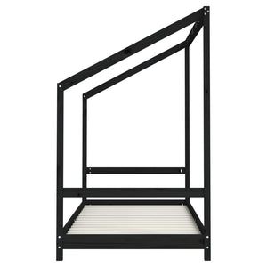 vidaXL Children's Bed Black 2x(90x190) cm Solid Pine Wood