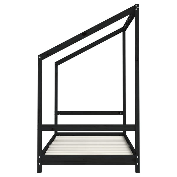 vidaXL Children's Bed Black 2x(90x190) cm Solid Pine Wood