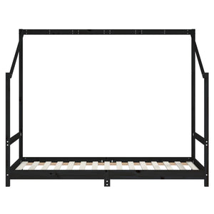 vidaXL Children's Bed Black 2x(90x190) cm Solid Pine Wood