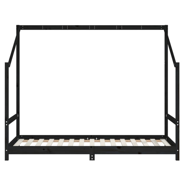 vidaXL Children's Bed Black 2x(90x190) cm Solid Pine Wood