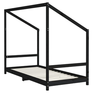 vidaXL Children's Bed Black 2x(90x190) cm Solid Pine Wood