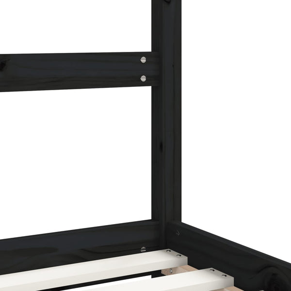 vidaXL Children's Bed Black 2x(90x190) cm Solid Pine Wood