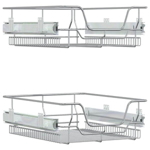 vidaXL Paniers de cuisine métalliques 2 pcs Extensibles Argenté 45 cm