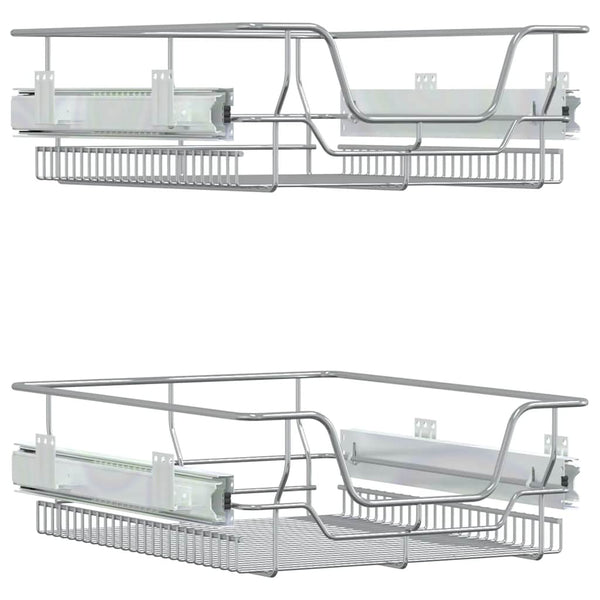 vidaXL Paniers de cuisine métalliques 2 pcs Extensibles Argenté 45 cm