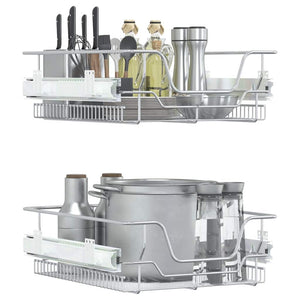 vidaXL Paniers de cuisine métalliques 2 pcs Extensibles Argenté 45 cm