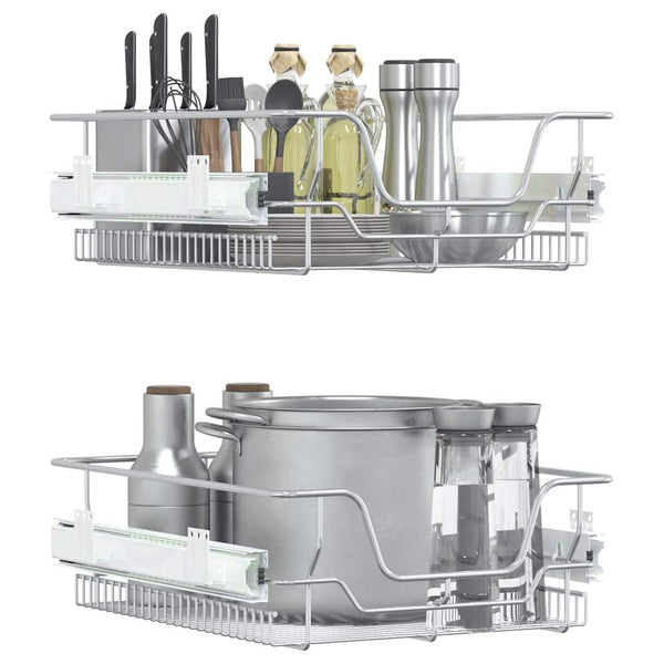 vidaXL Paniers de cuisine métalliques 2 pcs Extensibles Argenté 45 cm