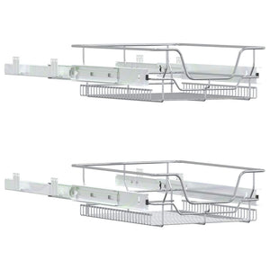 vidaXL Paniers de cuisine métalliques 2 pcs Extensibles Argenté 45 cm