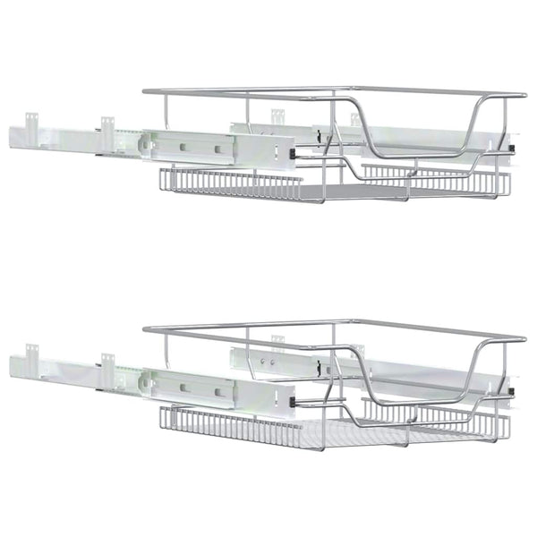 vidaXL Paniers de cuisine métalliques 2 pcs Extensibles Argenté 45 cm
