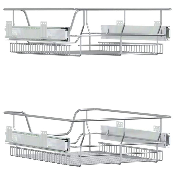 vidaXL Paniers de cuisine métalliques 2 pcs Extensibles Argenté 45 cm