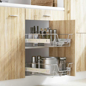 vidaXL Paniers de cuisine métalliques 2 pcs Extensibles Argenté 45 cm