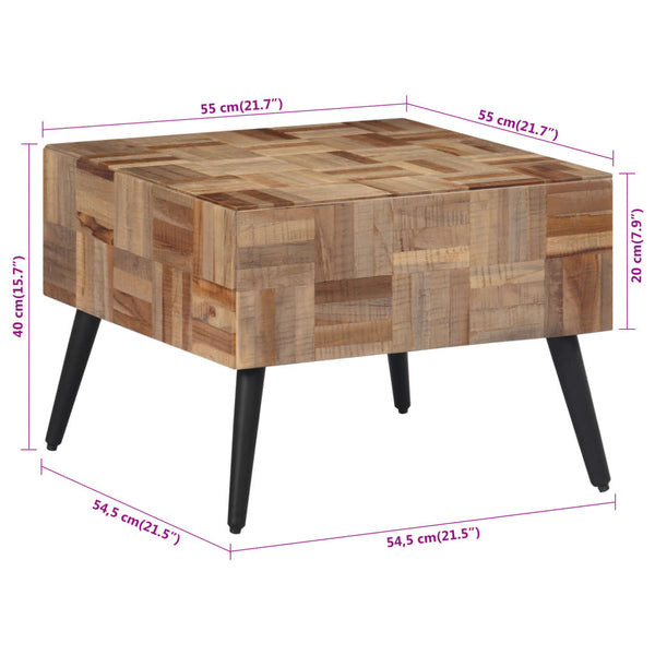 Grauer Couchtisch 55x55cm Teakholz