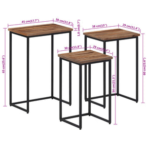 Satztische 3er Set Teak Massivholz