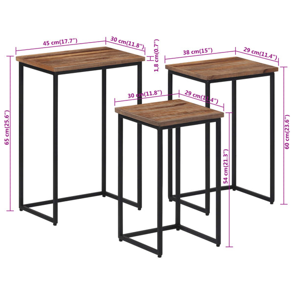 Satztische 3er Set Teak Massivholz