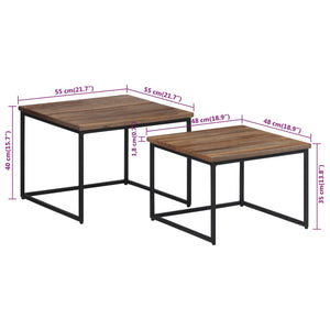 Satztische 2er Set Teak Massivholz