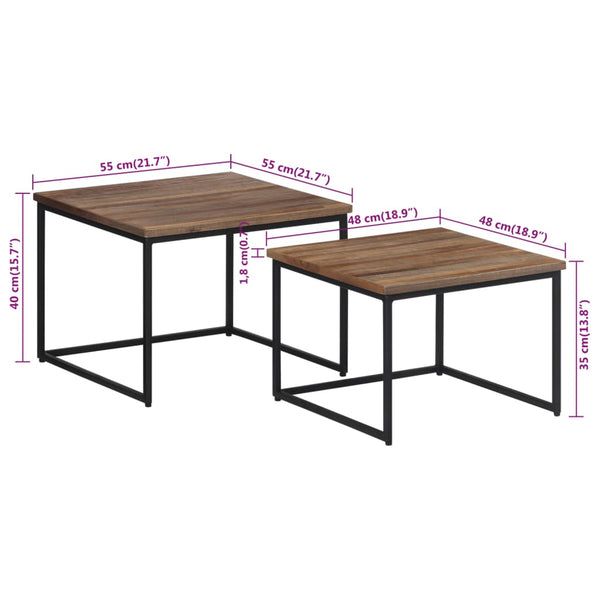 Satztische 2er Set Teak Massivholz