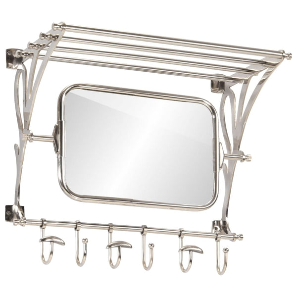 Wandgarderobe mit Spiegel & Haken Aluminium