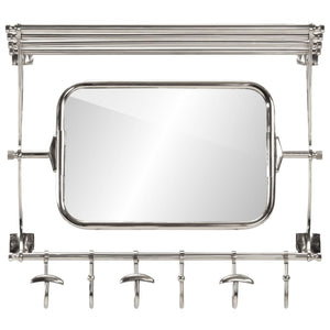 Wandgarderobe mit Spiegel & Haken Aluminium