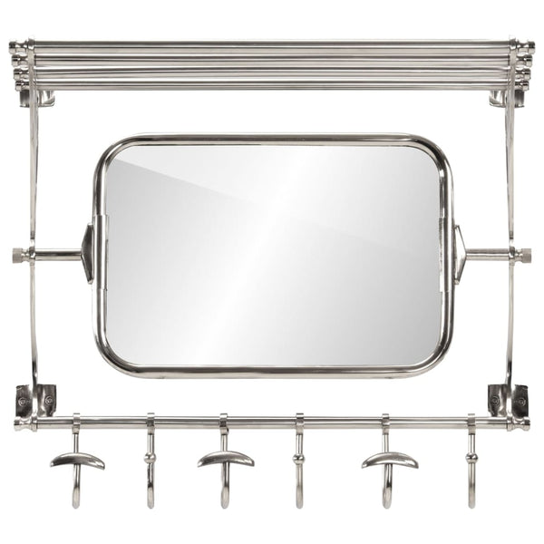 Wandgarderobe mit Spiegel & Haken Aluminium