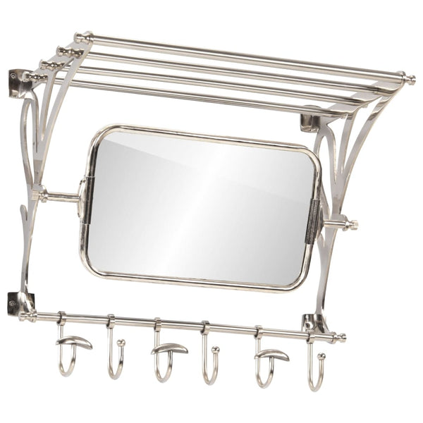 Wandgarderobe mit Spiegel & Haken Aluminium