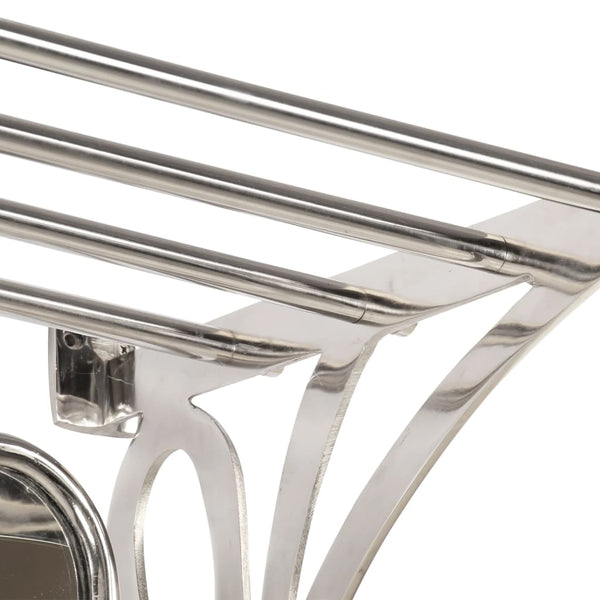 Wandgarderobe mit Spiegel & Haken Aluminium