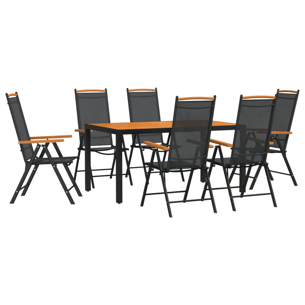 vidaXL Ensemble de salle à manger de jardin 7 pcs Noir et marron Aluminium
