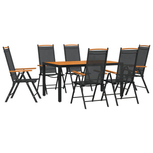 vidaXL Ensemble de salle à manger de jardin 7 pcs Noir et marron Aluminium