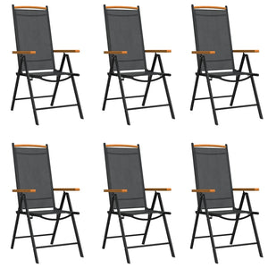 vidaXL Ensemble de salle à manger de jardin 7 pcs Noir et marron Aluminium