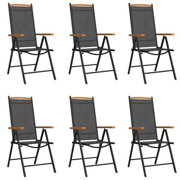 vidaXL Ensemble de salle à manger de jardin 7 pcs Noir et marron Aluminium