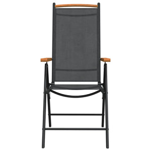 vidaXL Ensemble de salle à manger de jardin 7 pcs Noir et marron Aluminium