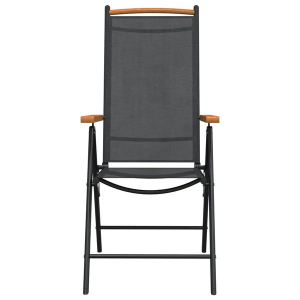 vidaXL Ensemble de salle à manger de jardin 7 pcs Noir et marron Aluminium