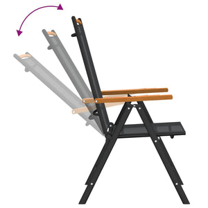 vidaXL Ensemble de salle à manger de jardin 7 pcs Noir et marron Aluminium