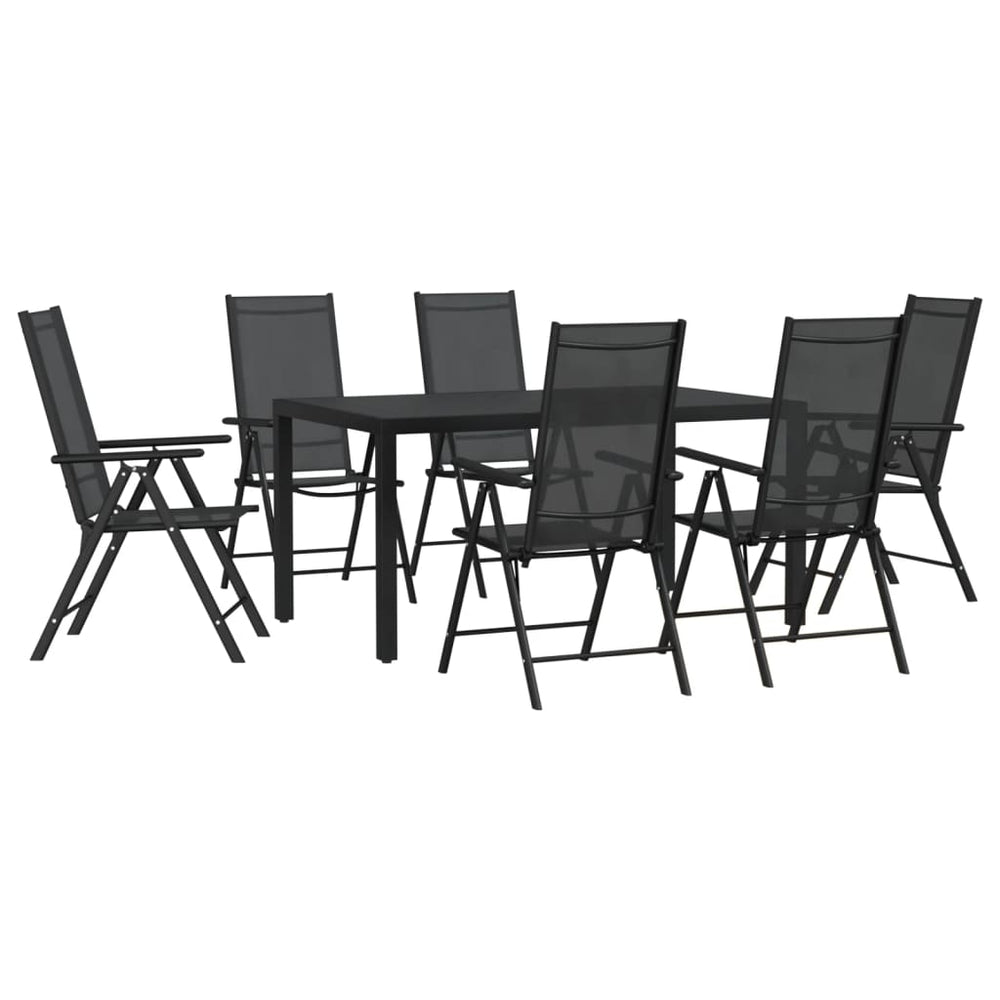 vidaXL Salon de jardin à dîner 7 pcs Aluminium Noir