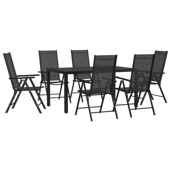 7-tlg. Garten Essgruppe Schwarz Aluminium