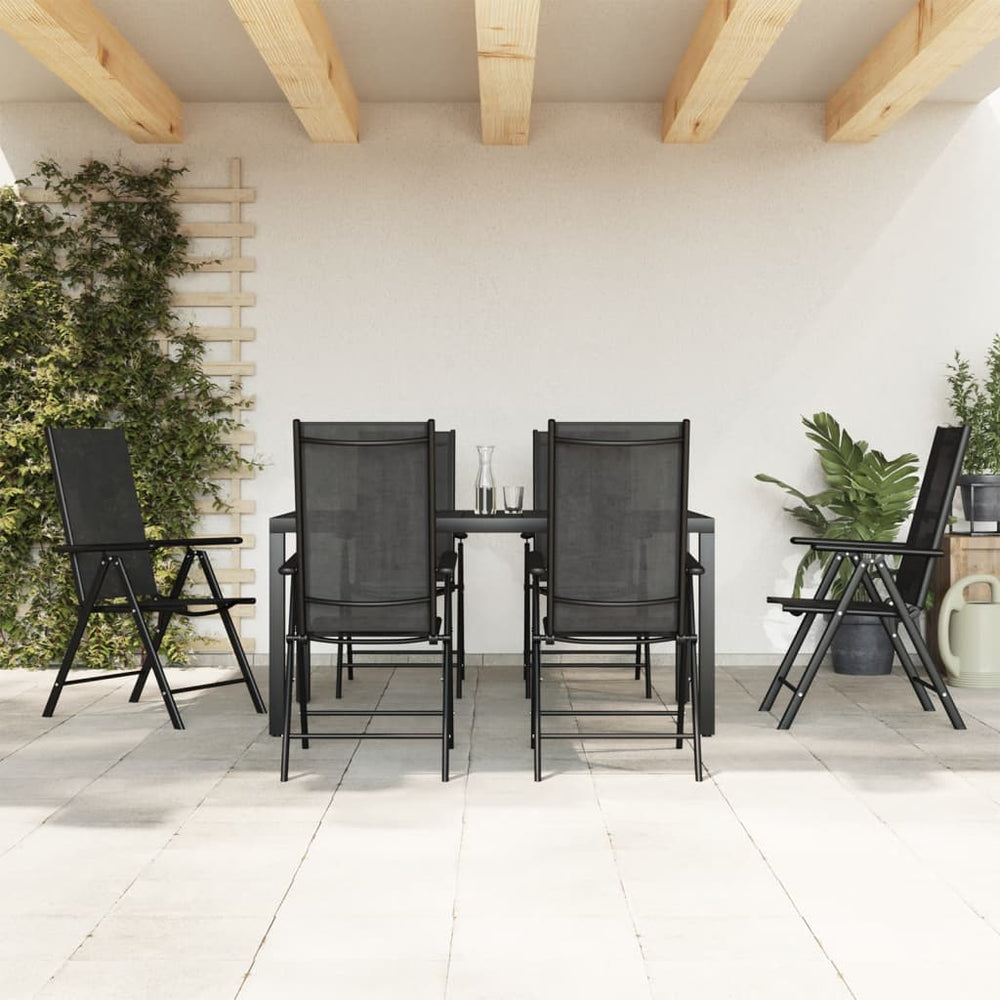 vidaXL Salon de jardin à dîner 7 pcs Aluminium Noir