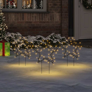 Weihnachtssterne mit Erdspießen, 3 Stk, 50 LEDs