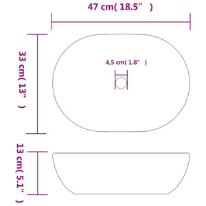 Aufsatzwaschbecken Schwarz und Grau Oval 47x33x13 cm Keramik