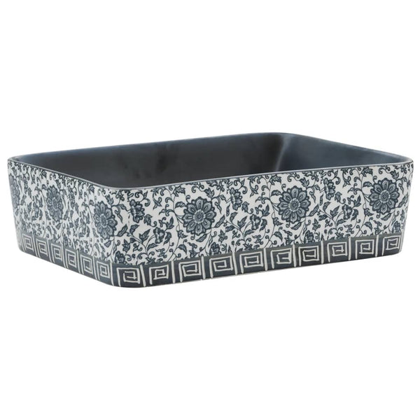 Lavabo à poser vidaXL noir et bleu rectangulaire 46x35,5x13 cm en céramique