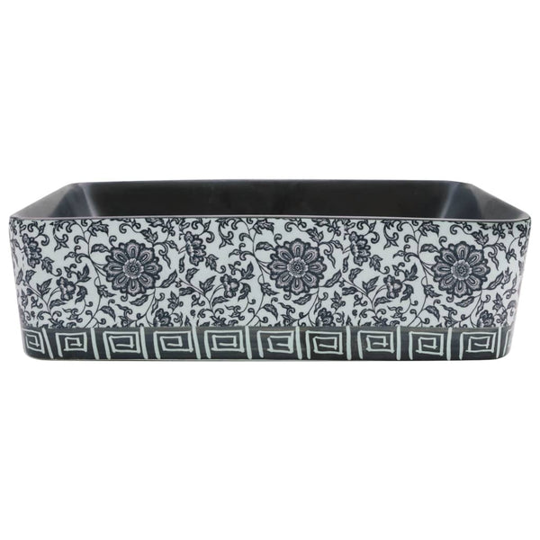 Lavabo à poser vidaXL noir et bleu rectangulaire 46x35,5x13 cm en céramique
