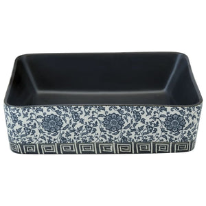 Lavabo à poser vidaXL noir et bleu rectangulaire 46x35,5x13 cm en céramique